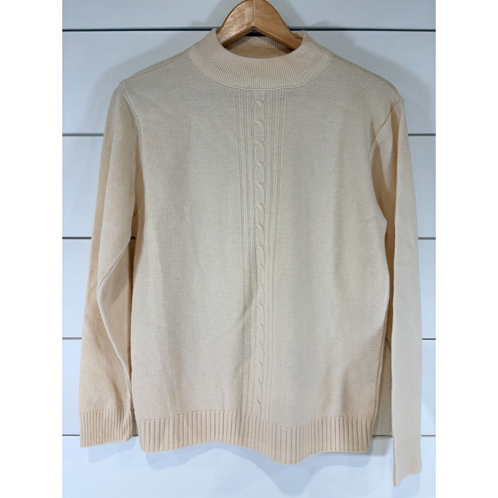 Vintage Pendleton Woolen Mills Cream Ivory 100% Virgin Wool Knit Sweater Small S